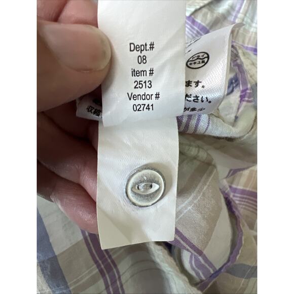 Eddie Bauer Shirt Women's Medium Blue Short Sleeve shaped fit button up pockets - Picture 10 of 11